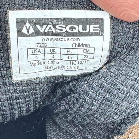 Vasque Breeze Hiking Boots Youth 4 Brown Suede UltraDry Waterproof Elastic Laces